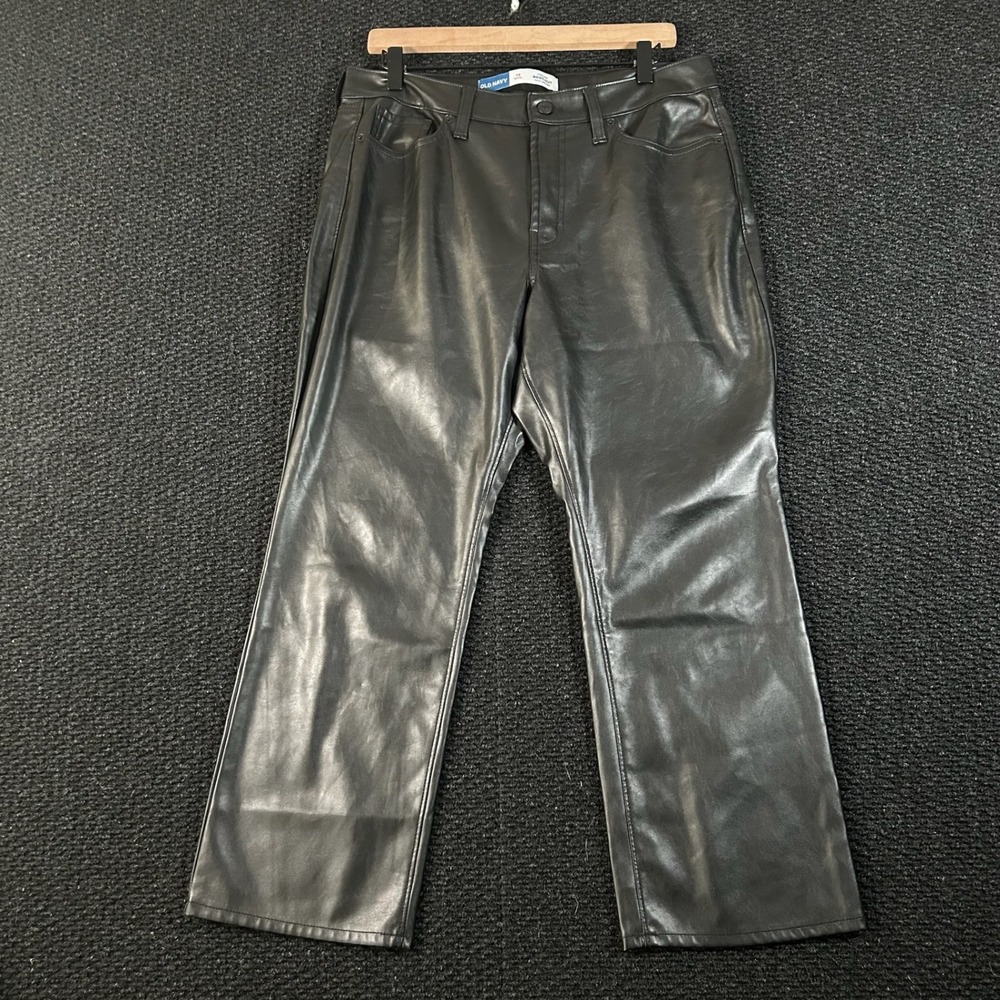 Old Navy High Rise Bootcut Faux‎ Leather Black Women's Size 12